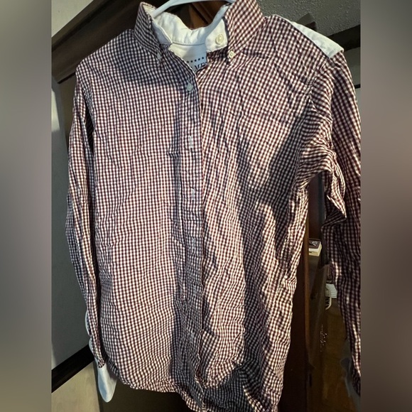 Ameda Other - Ameda Men's Gingham Button-Down Shirt - Maroon and White